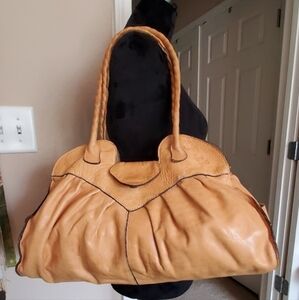 Large Patricia Nash Leather Mustard Shoulder Bag